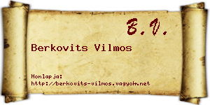 Berkovits Vilmos névjegykártya